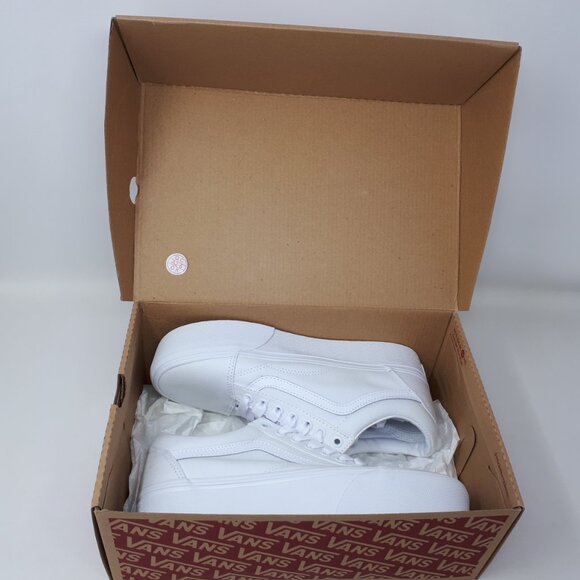 Vans Old Skool Stackform Stacked Platform Shoe Sneaker All True White Womens NEW - Picture 11 of 11